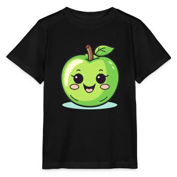 Pomme Mignon Fruit Vert Sourire Amants Foodie - T-shirt bio MINI CREATOR Stanley/Stella Enfant - noir - Devant - Mikhail (115cm)