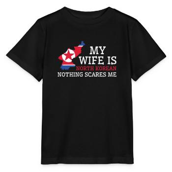 Rien ne me fait peur Ma femme est la Corée du Nord - T-shirt bio MINI CREATOR Stanley/Stella Enfant - noir - Devant - Mikhail (115cm)