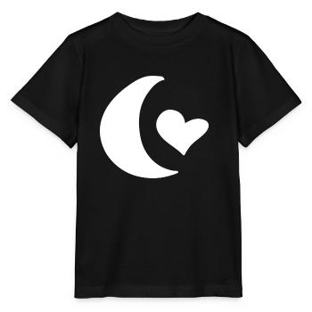 moon symbol shape love heart - Stanley/Stella MINI CREATOR Kids’ T-Shirt - black - Front - Mikhail (115cm)