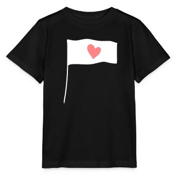 Flag Symbol Shape Pink Heart - Stanley/Stella MINI CREATOR Kids’ T-Shirt - black - Front - Mikhail (115cm)