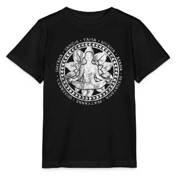 Yoga Lebensblume Schneidersitz Spiritualität shirt - Stanley/Stella Kinder T-Shirt MINI CREATOR  - Schwarz - Vorne - Mikhail (115cm)