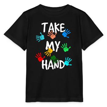 Take my hand - Stanley/Stella MINI CREATOR Kids’ T-Shirt - black - Front - Mikhail (115cm)