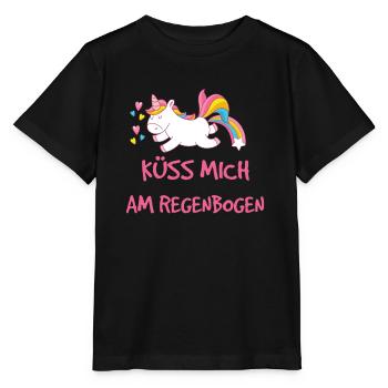 Küss mich am Regenbogen - Stanley/Stella Kinder T-Shirt MINI CREATOR  - Schwarz - Vorne - Mikhail (115cm)