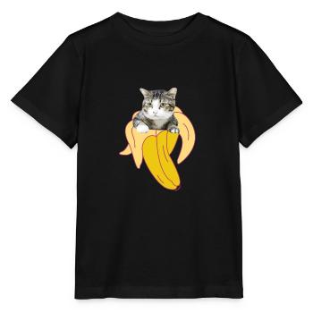 Cat banana kitten meow kitty cat cat lady - Stanley/Stella MINI CREATOR Kids’ T-Shirt - black - Front - Mikhail (115cm)