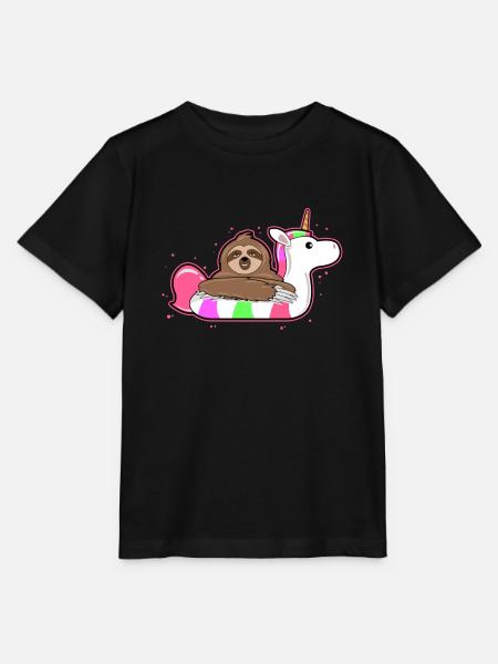 Urlaub - Faultier Unicorn Schwimmring - Geschenk - Stanley/Stella Kinder T-Shirt MINI CREATOR  - Schwarz