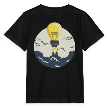 Light bulb rocket, for entrepreneurs and startups - Stanley/Stella MINI CREATOR Kids’ T-Shirt - black - Front - Mikhail (115cm)
