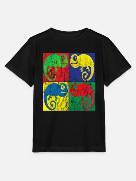 Chamäleon Pop Art - Stanley/Stella Kinder T-Shirt MINI CREATOR - Schwarz