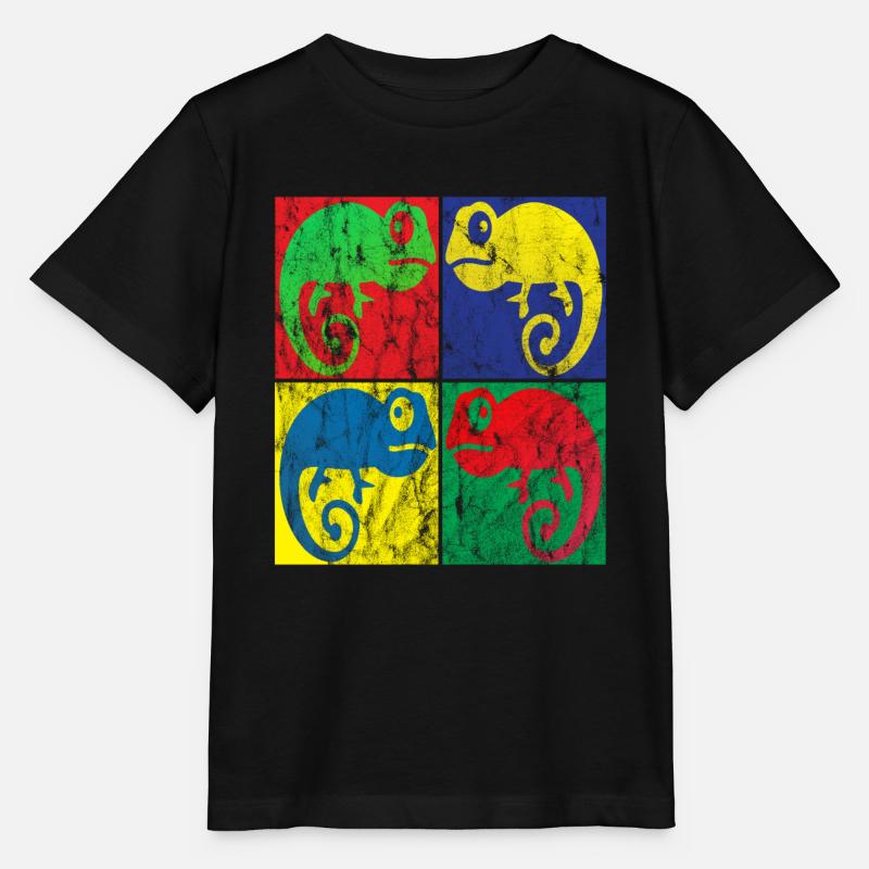 Chamäleon Pop Art - Stanley/Stella Kinder T-Shirt MINI CREATOR  - Schwarz