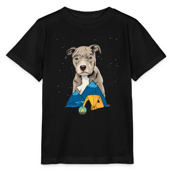 Pit Bull Terrier Pitbull Camping Zelten Geschenk - Stanley/Stella Kinder T-Shirt MINI CREATOR  - Schwarz - Vorne - Mikhail (115cm)