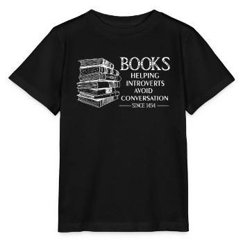 Books Introverts Avoid Conversation Introvert Book - Stanley/Stella MINI CREATOR Kids’ T-Shirt - black - Front - Mikhail (115cm)