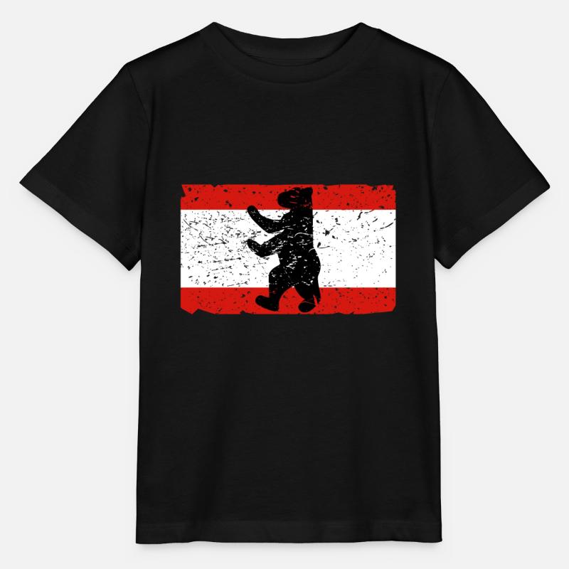 Ours de Berlin avec le drapeau de Berlin - T-shirt bio MINI CREATOR Stanley/Stella Enfant - noir