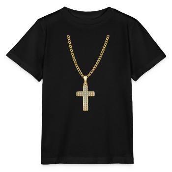 Necklace Jesus Christ Cross Gift - Stanley/Stella MINI CREATOR Kids’ T-Shirt - black - Front - Mikhail (115cm)
