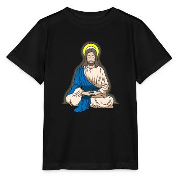 Meditation Jesus Christ cross gift - Stanley/Stella MINI CREATOR Kids’ T-Shirt - black - Front - Mikhail (115cm)