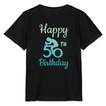 50. Geburtstag Fünfzigster Radfahrer Geschenk - Stanley/Stella Kinder T-Shirt MINI CREATOR  - Schwarz - Vorne - Mikhail (115cm)