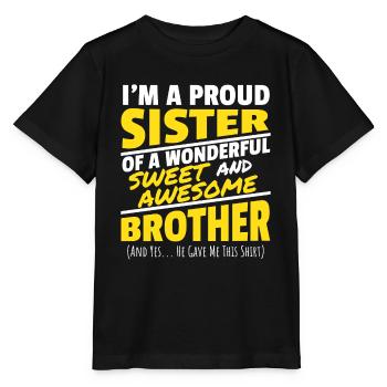 Soeur fière cadeau t-shirt pour soeur de frère - T-shirt bio MINI CREATOR Stanley/Stella Enfant - noir - Devant - Mikhail (115cm)