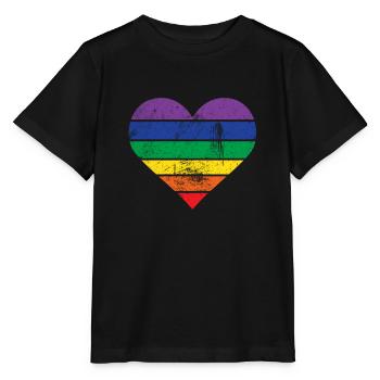 Heart rainbow - Stanley/Stella MINI CREATOR Kids’ T-Shirt - black - Front - Mikhail (115cm)