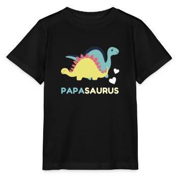 Papasaurus cool gift idea for expectant fathers - Stanley/Stella MINI CREATOR Kids’ T-Shirt - black - Front - Mikhail (115cm)