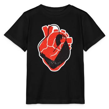 Coeur avec étreinte Couple de coeurs aimants - T-shirt bio MINI CREATOR Stanley/Stella Enfant - noir - Devant - Mikhail (115cm)
