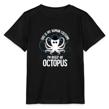 Oktopus Kraken Kostüm für Meeresbiologen - Stanley/Stella Kinder T-Shirt MINI CREATOR  - Schwarz - Vorne - Mikhail (115cm)