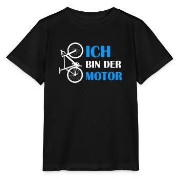 ICH BIN DER MOTOR Anti E-Bike Fahrrad Fahrer Biker - Stanley/Stella Kinder T-Shirt MINI CREATOR  - Schwarz - Vorne - Mikhail (115cm)