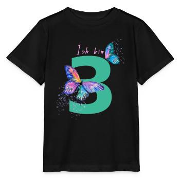Tee-shirt je suis 3 papillon anniversaire fille - T-shirt bio MINI CREATOR Stanley/Stella Enfant - noir - Devant - Mikhail (115cm)