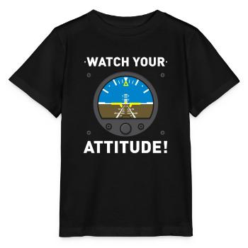AVIATION: Watch Your Attitude - Stanley/Stella MINI CREATOR Kids’ T-Shirt - black - Front - Mikhail (115cm)