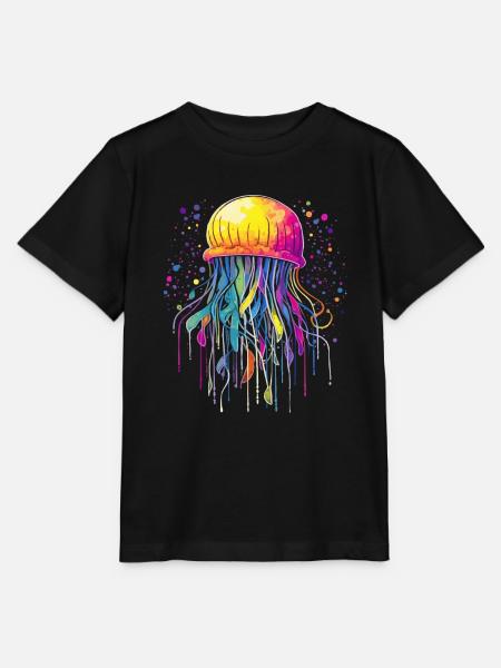 Qualle Jellyfish - Stanley/Stella Kinder T-Shirt MINI CREATOR - Schwarz
