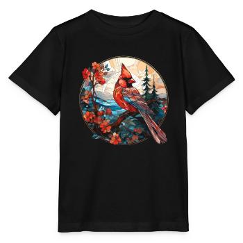 Rotkardinal Kardinal Vogel - Stanley/Stella Kinder T-Shirt MINI CREATOR  - Schwarz - Vorne - Mikhail (115cm)