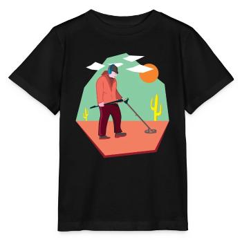 Sondler in der Wueste auf Schatzsuche mit Sonde - Stanley/Stella Kinder T-Shirt MINI CREATOR  - Schwarz - Vorne - Mikhail (115cm)