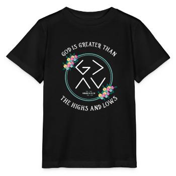 God is greater than the ups and downs - Stanley/Stella MINI CREATOR Kids’ T-Shirt - black - Front - Mikhail (115cm)