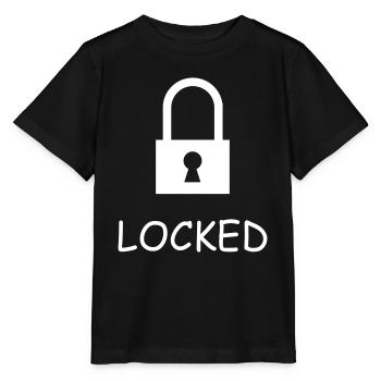 Lock closed with text: "Locked" - Stanley/Stella MINI CREATOR Kids’ T-Shirt - black - Front - Mikhail (115cm)