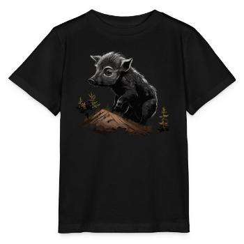 Wild boar newcomer wild boar baby - Stanley/Stella MINI CREATOR Kids’ T-Shirt - black - Front - Mikhail (115cm)