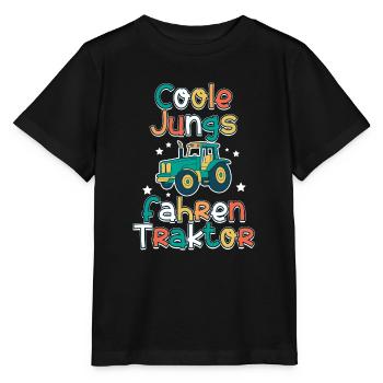 Coole Jungs Fahren Traktor Kinder Geschenkidee - Stanley/Stella Kinder T-Shirt MINI CREATOR  - Schwarz - Vorne - Mikhail (115cm)