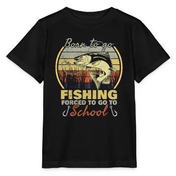 Angeln Born To Go Fishing Forced To Go To School - Stanley/Stella MINI CREATOR Kids’ T-Shirt - black - Front - Mikhail (115cm)