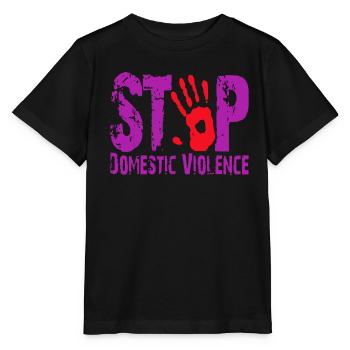 October Stop Domestic Violence Awareness - Stanley/Stella MINI CREATOR Kids’ T-Shirt - black - Front - Mikhail (115cm)