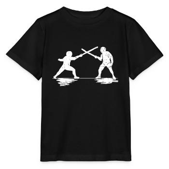 fechten Schwert Degen Duell Arena Schwertkampf - Stanley/Stella Kinder T-Shirt MINI CREATOR  - Schwarz - Vorne - Mikhail (115cm)