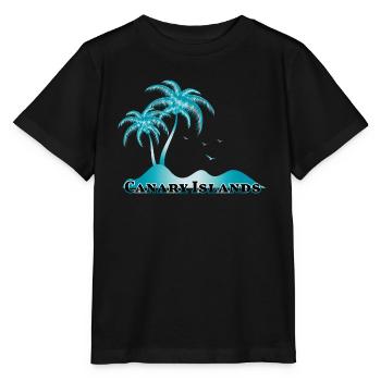 Canary Islands with palm - Stanley/Stella MINI CREATOR Kids’ T-Shirt - black - Front - Mikhail (115cm)