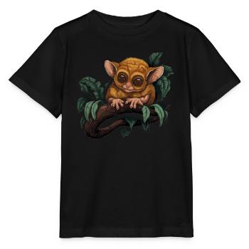 Leprechaun Lemur Bébé Singe Primate sur branche - T-shirt bio MINI CREATOR Stanley/Stella Enfant - noir - Devant - Mikhail (115cm)