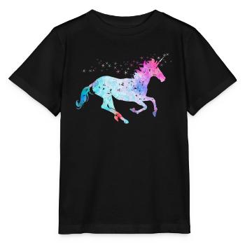Licorne avec paillettes - T-shirt bio MINI CREATOR Stanley/Stella Enfant - noir - Devant - Mikhail (115cm)