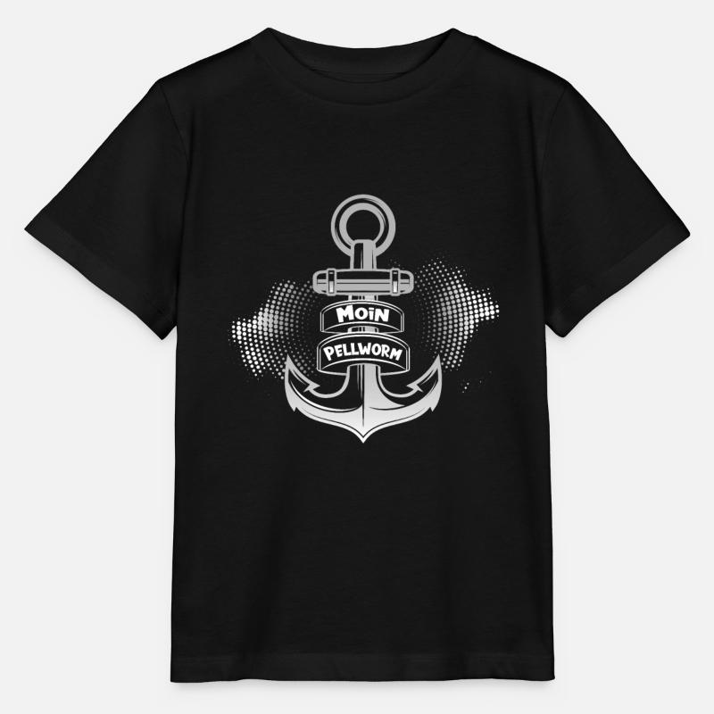 Pellworm Island med anker til badeferie på kysten - Stanley/Stella T-shirt MINI CREATOR til børn - sort
