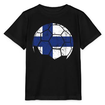 Finland Soccer Ball Fußball - Stanley/Stella Kinder T-Shirt MINI CREATOR  - Schwarz - Vorne - Mikhail (115cm)