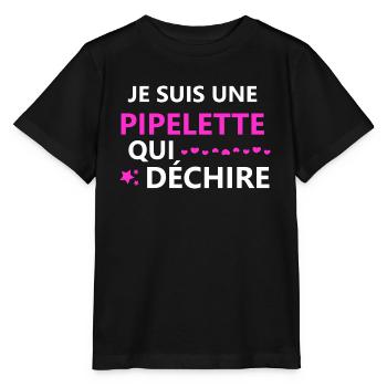 Je suis une pipelette - T-shirt bio MINI CREATOR Stanley/Stella Enfant - noir - Devant - Mikhail (115cm)