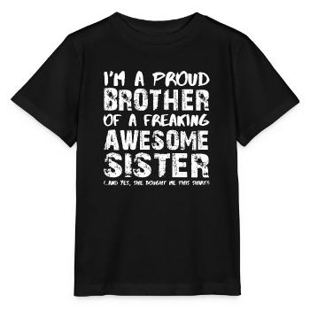 Je suis un frère fier d’une belle soeur - T-shirt bio MINI CREATOR Stanley/Stella Enfant - noir - Devant - Mikhail (115cm)