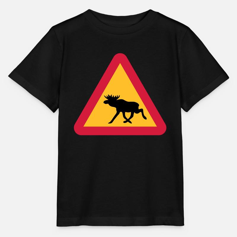 Elch Warnschild - Stanley/Stella Kinder T-Shirt MINI CREATOR  - Schwarz