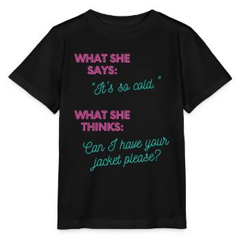 Puis-je avoir votre veste? - T-shirt bio MINI CREATOR Stanley/Stella Enfant - noir - Devant - Mikhail (115cm)