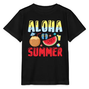Aloha Sommer - Sommerferien - Stanley/Stella Kinder T-Shirt MINI CREATOR  - Schwarz - Vorne - Mikhail (115cm)
