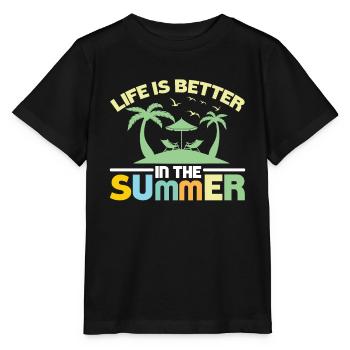Life is better in summer - summer holidays - Stanley/Stella MINI CREATOR Kids’ T-Shirt - black - Front - Mikhail (115cm)