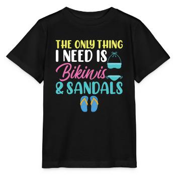 Das Einzige Was Ich Brauche, Bikini Und Sandalen - Stanley/Stella Kinder T-Shirt MINI CREATOR  - Schwarz - Vorne - Mikhail (115cm)