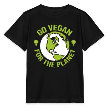Devenez végétalien pour la planète - Activiste - T-shirt bio MINI CREATOR Stanley/Stella Enfant - noir - Devant - Mikhail (115cm)
