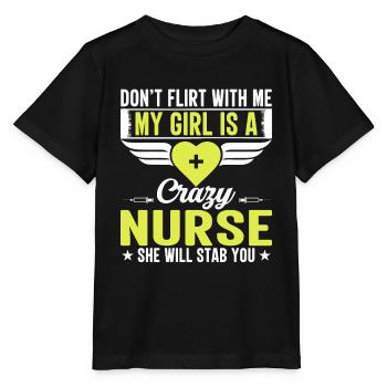 Ne flirte pas avec moi infirmière folle - T-shirt bio MINI CREATOR Stanley/Stella Enfant - noir - Devant - Mikhail (115cm)